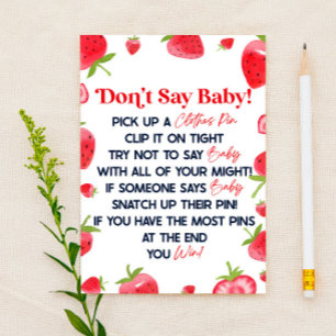 Aardbei Bes Zeg Niet Baby Shower Spel Briefpapier