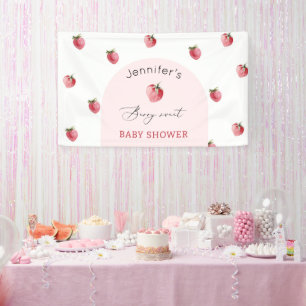 Aardbei bes zoete baby shower spandoek