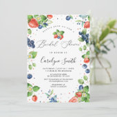 Aardbei bessen bruids douche uitnodiging (Staand voorkant)