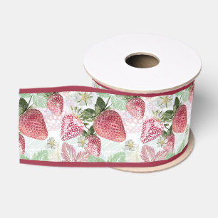 Aardbei, bessen, rood, vers, rijp, zoet, voedsel, grosgrain lint