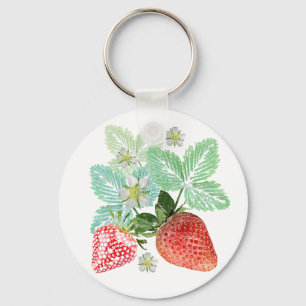 Aardbei, bessen, rood, vers, rijp, zoet, voedsel, sleutelhanger