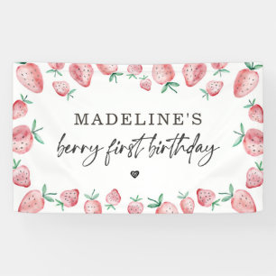 Aardbei Birthday Berry Sweet Backdrop Banner