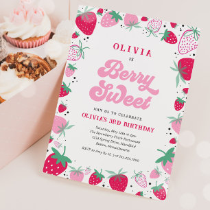 Aardbei Birthday Berry Sweet Birthday Party Inv Kaart
