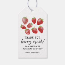 Aardbei Birthday Dank u Label. Cadeaulabel