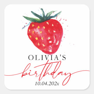 Aardbei Birthday, gepersonaliseerd Label met fort