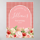 Aardbei Birthday Party of Baby shower Welcome P Poster (Voorkant)