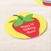 Aardbei Birthday Party Ronde Kartonnen Onderzetter (Gebogen)