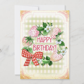 Aardbei Birthday, Pine Berries, Roze, Wreator Feestdagenkaart