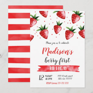 Aardbei Birthday Uitnodiging