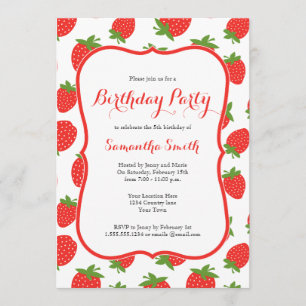 Aardbei Birthday Uitnodiging