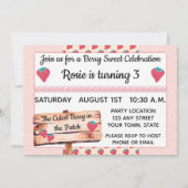 Aardbei Birthday Uitnodiging (Voorkant)