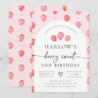 Aardbei Birthday Uitnodiging | Berry Birthday