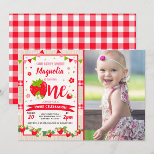 Aardbei Birthday Uitnodiging Berry Sweet Party