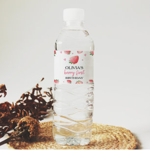 Aardbei Birthday Water Flaceletiket Waterfles Etiket