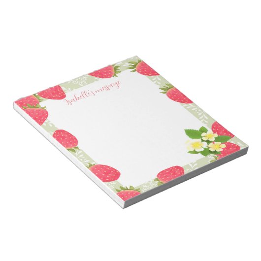 Aardbei Blank Green Notitieblok (Schuin)