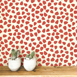 Aardbei Blokprint Erfgoed Cottage Stijl Behang