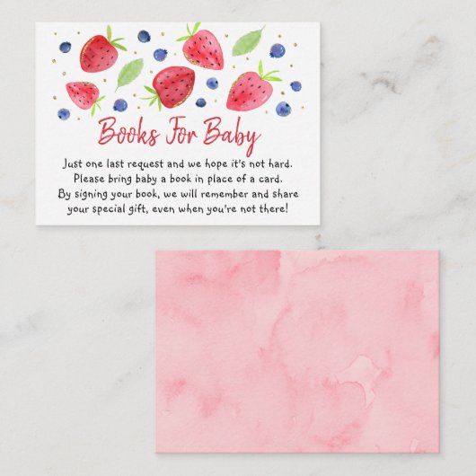 Aardbei Blueberry Baby shower Book Request Request Informatiekaartje (Voorkant / Achterkant)