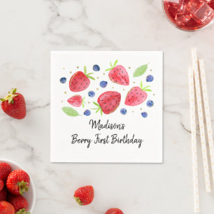 Aardbei Blueberry Berry Sweet Birthday Servet
