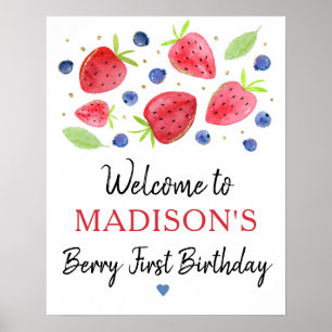 Aardbei Blueberry Berry Sweet Birthday Welkom Poster