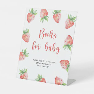 Aardbei - boeken voor baby reclamebord met voetstuk