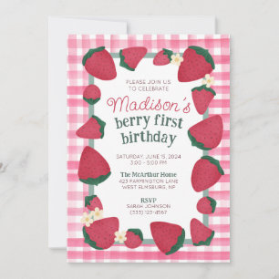 Aardbei Boerderij Birthday Uitnodiging voor meisje