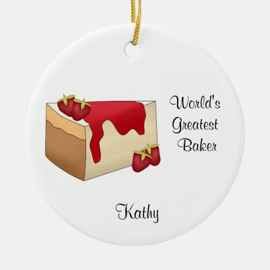 Aardbei Cheesecake-kerstversiering Keramisch Ornament (Voorkant)