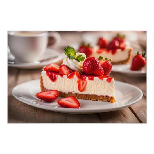 Aardbei Cheesecake Perfect Poster (Voorkant)