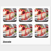 Aardbei Cheesecake Vierkante Sticker (Vel)