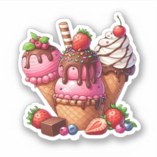 Aardbei chocolade ijs sticker