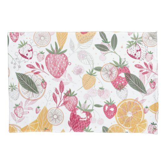Aardbei Citrus Fruit Hoeslaken Kussensloop (Voorkant)