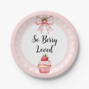 Aardbei Cupcake Baby shower-Borden Papieren Bordje