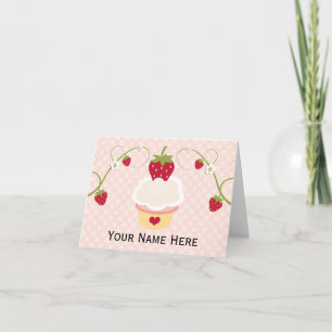 Aardbei Cupcake Bedankt Opmerking Kaarten