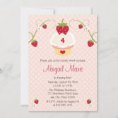 Aardbei cupcake Birthday Uitnodiging Elke leeftijd (Voorkant)