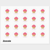 Aardbei Cupcake Borduurwerk Print aangepaste tekst Ronde Sticker (Vel)