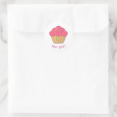Aardbei Cupcake Borduurwerk Print aangepaste tekst Ronde Sticker (Tas)