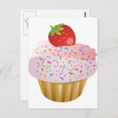 Aardbei Cupcake Briefkaart (Voorkant / Achterkant)