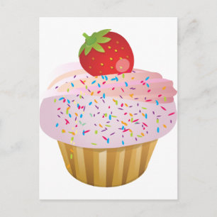 Aardbei Cupcake Briefkaart