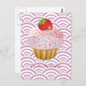 Aardbei Cupcake Briefkaart (Voorkant / Achterkant)