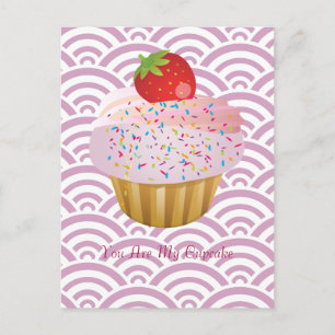 Aardbei Cupcake Briefkaart