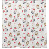 Aardbei Cupcake Douchegordijn – Schattigee roze ju (Voorkant)