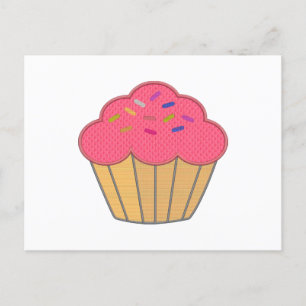 Aardbei Cupcake Faux borduurwerk Print Briefkaart