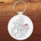 Aardbei Cupcake Kitten Sleutelhanger (Voorkant)