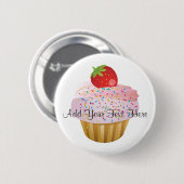 Aardbei Cupcake Ronde Button 5,7 Cm (Voorkant /achterkant)