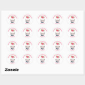 Aardbei Cupcake Sticker – Roze Hart Sprinkles (Vel)