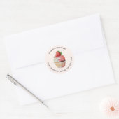 Aardbei Cupcake Sweet Dessert Adres Ronde Sticker (Envelop)