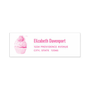 Aardbei Cupcake Sweet Dessert Adres Zelfinktende Stempel