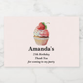 Aardbei Cupcake Sweet Dessert Event Dank u Sparkling Wijnetiket (Enkel label)