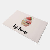 Aardbei Cupcake Sweet Dessert Welkom Deurmat (Schuin)