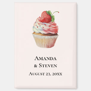 Aardbei Cupcake Sweet Wedding Save the Date Magneet