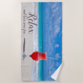 Aardbei Daiquiri, bevroren op Blue Sky Sandy Strandlaken (Voorkant)